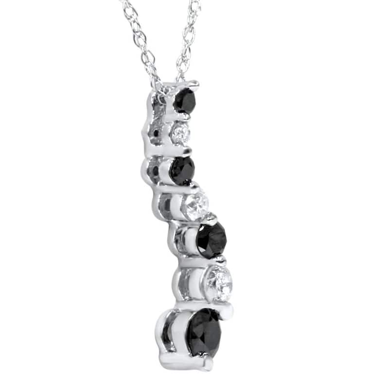 White Gold 1/2ct Black & White Diamond Journey Pendant