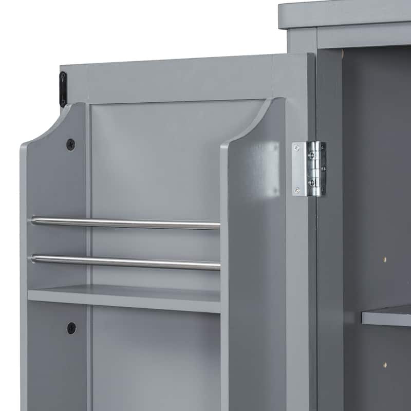 75" Farmhouse Kitchen Pantry Cabinet with Door Shelves, Large Freestanding Cupboard with Pull-Out Trays