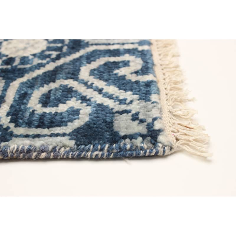 ECARPETGALLERY Hand-knotted Mystique Dark Navy Wool Rug - 2'6 x 7'6