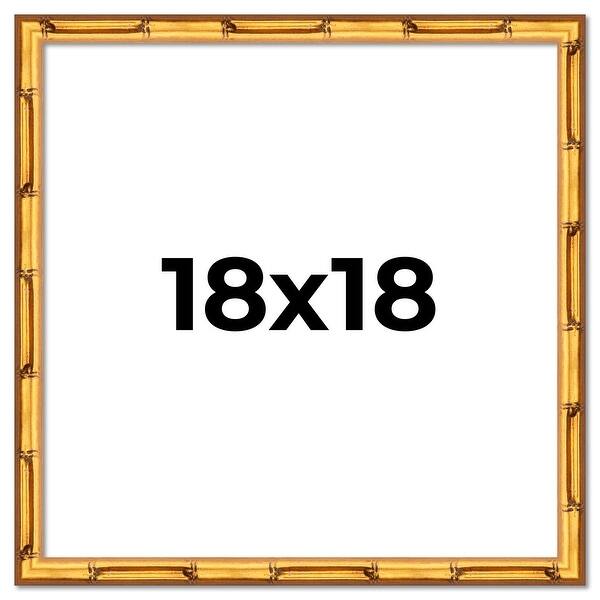 18x18 Frame Gold Bamboo Solid Wood Picture Frame | 1 Inch Moulding