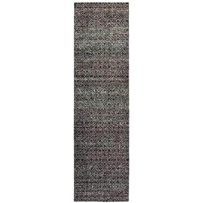 Style Haven Boden Textural Diamonds Area Rug - 2'3" x 8' Runner - Charcoal/Grey