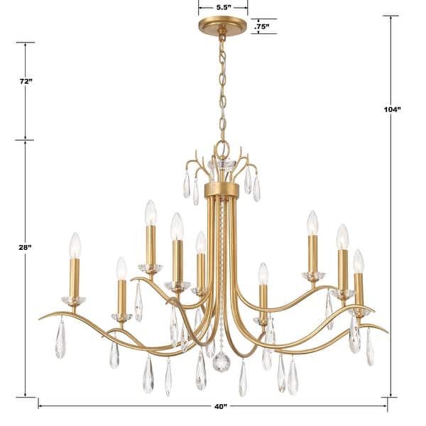 Rollins 9 Light Antique Gold Chandelier