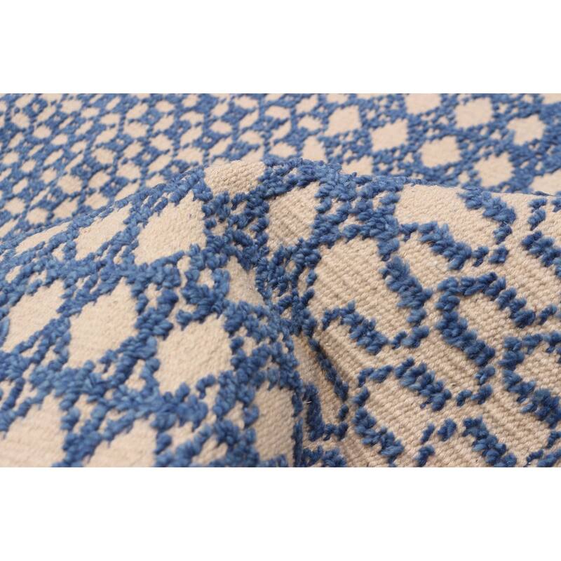 ECARPETGALLERY Hand-knotted Tangier Dark Blue Wool Rug - 5'4 x 7'7