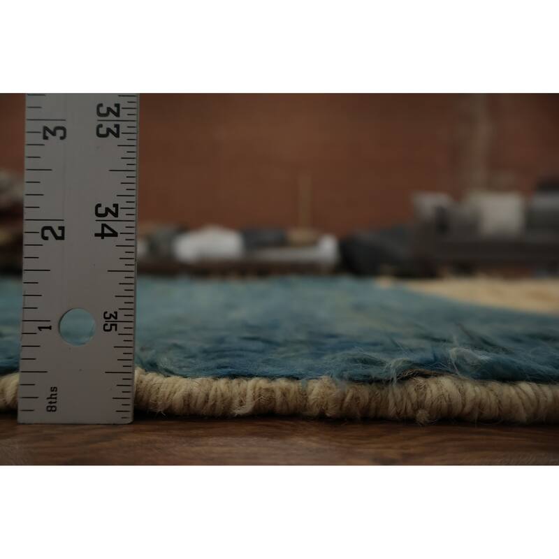 Hand Knotted Oriental 100% Wool Carpet Modern Stripe Multi-Colored Moroccan Area Rug - 9' 10'' X 6' 10''