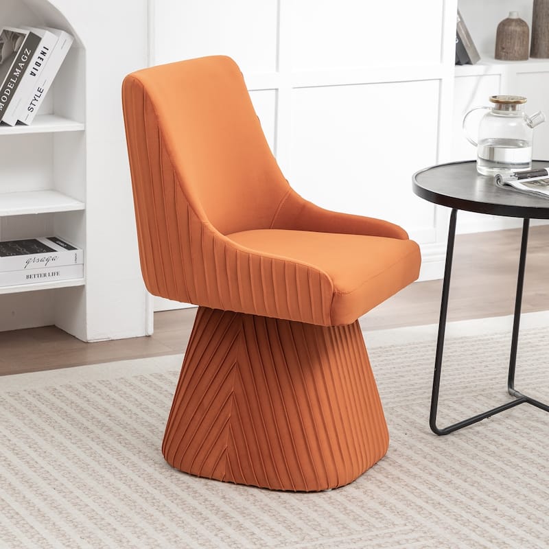 SEYNAR Modern Velvet 360 Degree Swivel Armless Dining chair - Orange