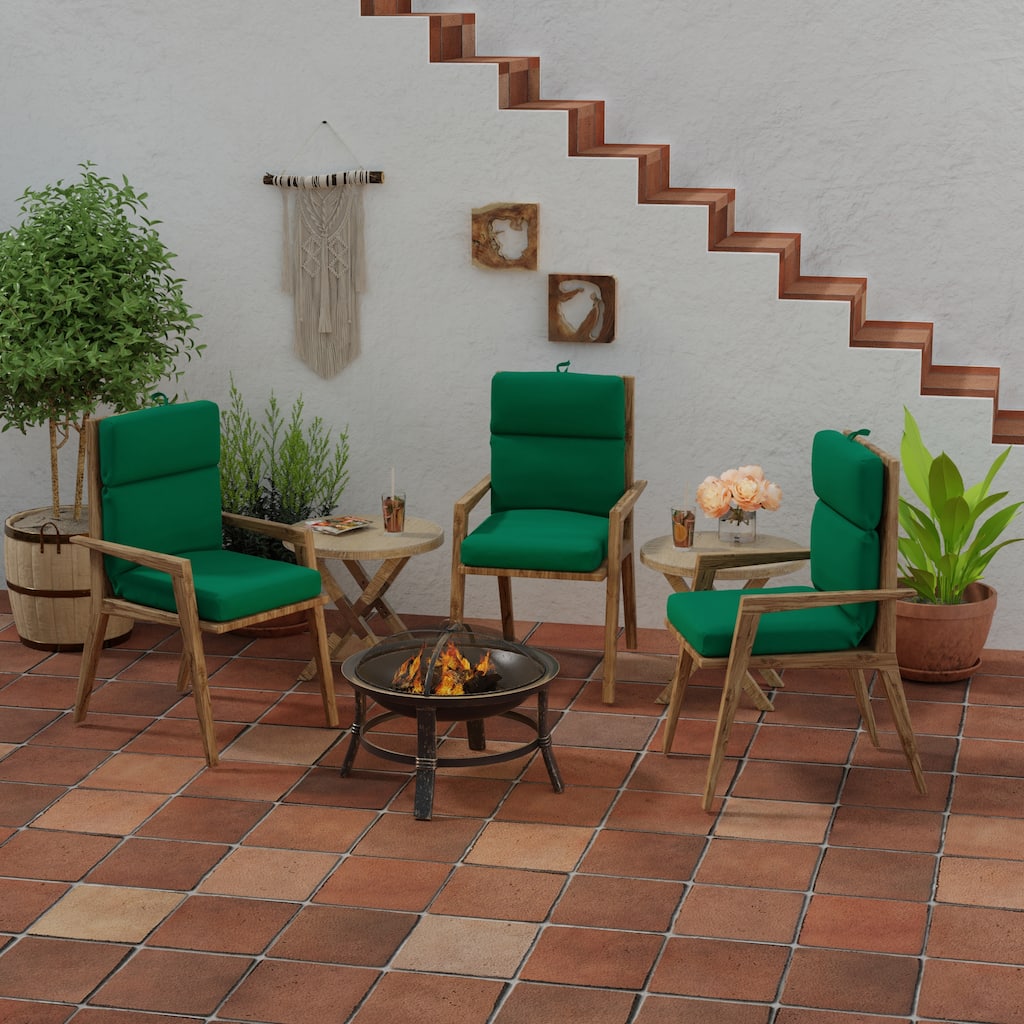 Sunbrella 22" x 44" Forest Green Solid Outdoor Chair Cushion with Ties and Loop - 44'' L x 22'' W x 4'' H