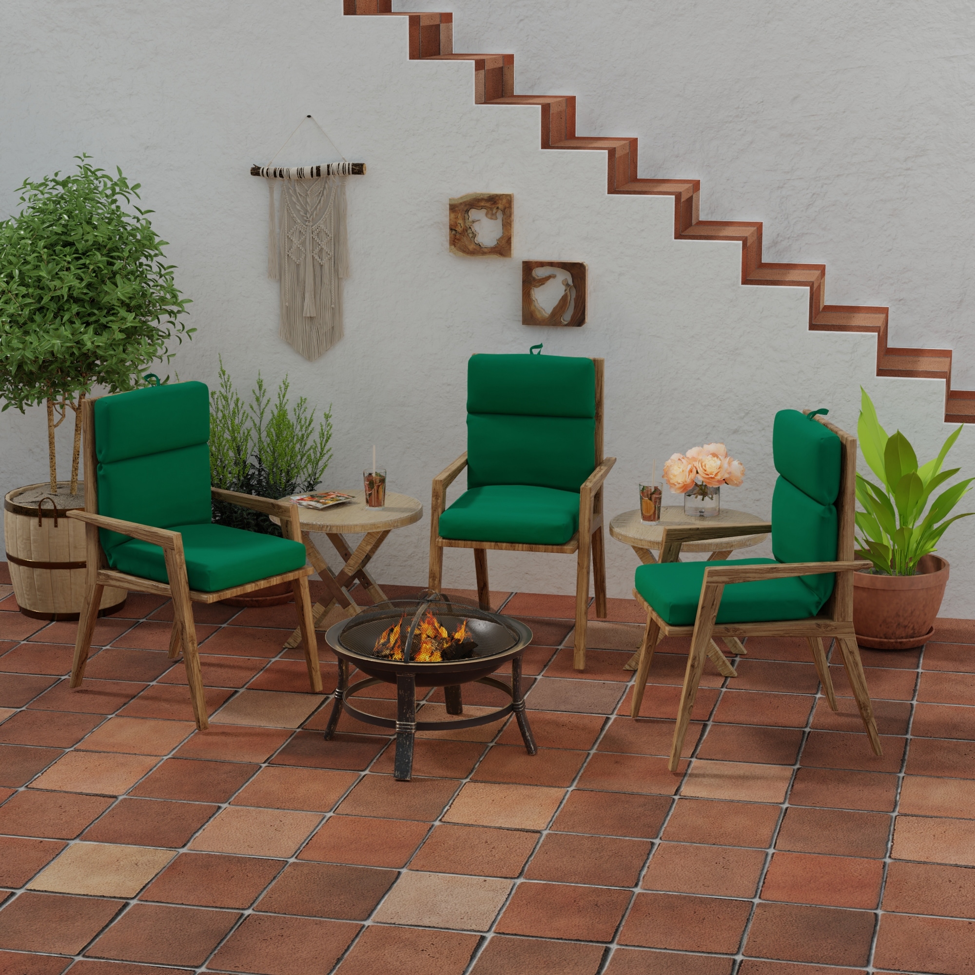 Sunbrella 22" x 44" Forest Green Solid Outdoor Chair Cushion with Ties and Loop - 44'' L x 22'' W x 4'' H