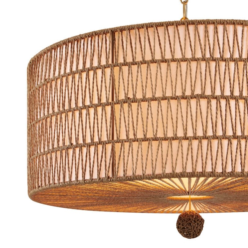 KAWOTI 5-Light Paper Woven Rope Chandelier - W24.25" x H16.25"(MaxH81.5")