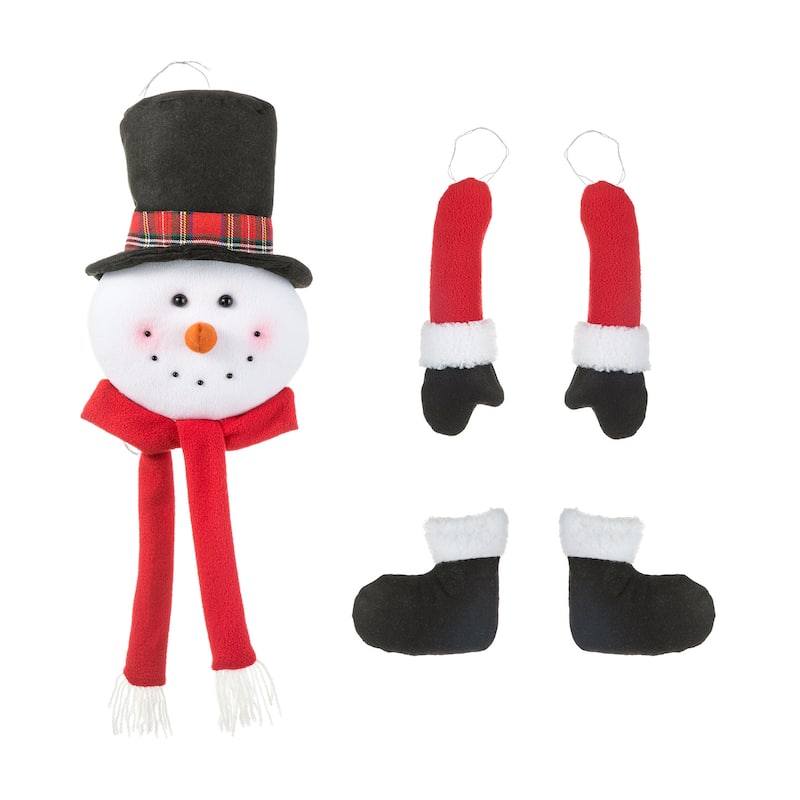 Glitzhome 20"H Christmas Fabric Santa/Snowman Jumbo Ornament Set - Snowman