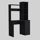 preview thumbnail 3 of 1, Functional Desk with Hutch, Single-Door Cabinet, and Open Shelving for Organized Workspace Black