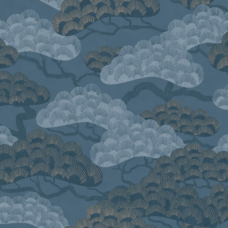 Veer Decor Bonsai Grove Wallpaper - Blue