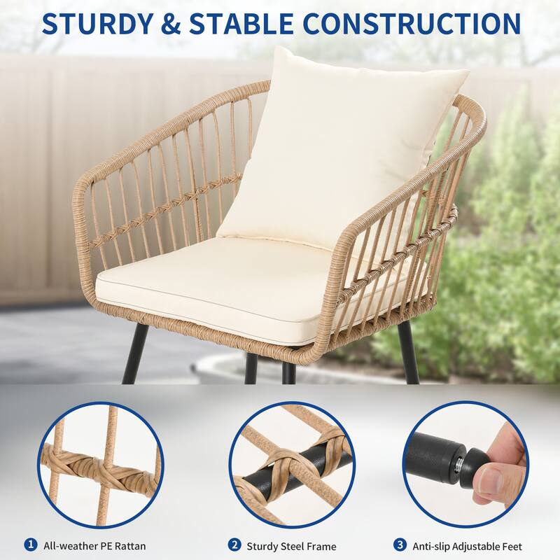 Moasis Outdoor Patio All-Weather Wicker Loveseat/Bistro Set/Sectional Sofa with Cushions and Lumbar Pillows