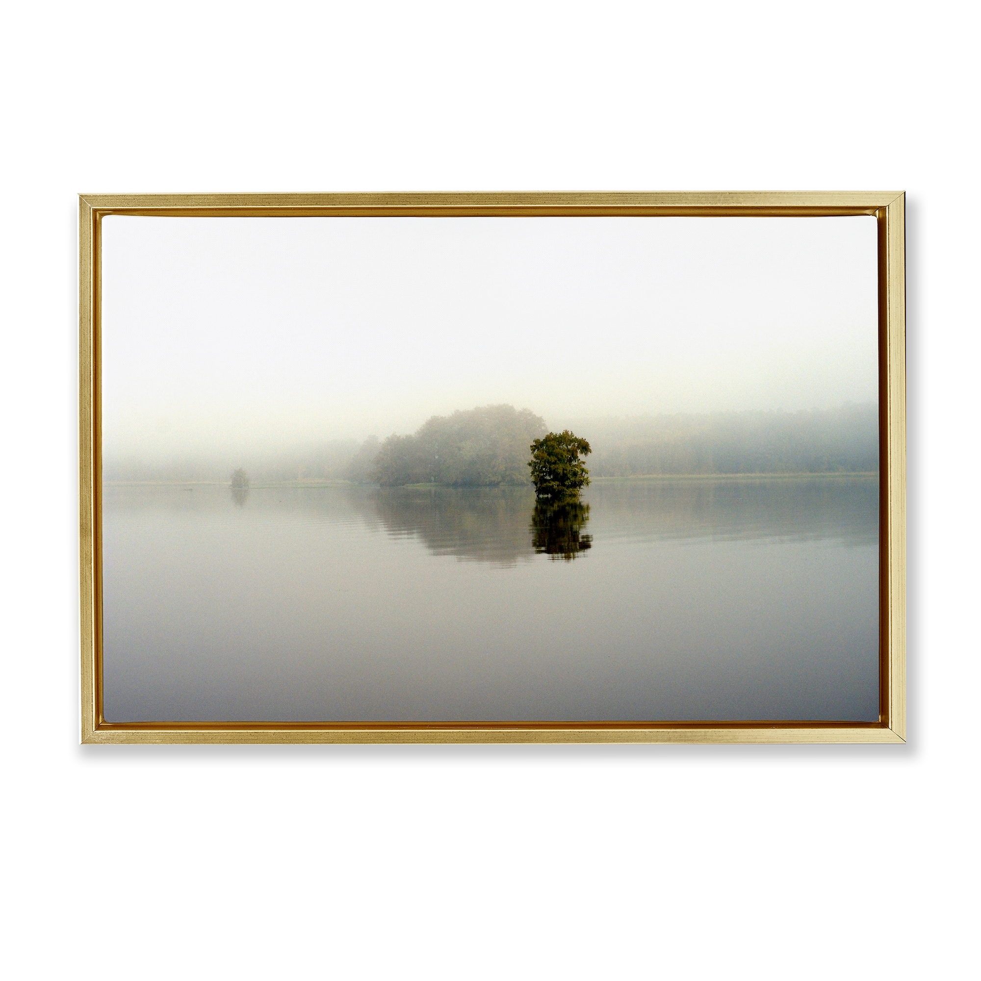 Stupell Misty Lake Reflection Framed Floater Canvas Wall Art Design By Gail Peck