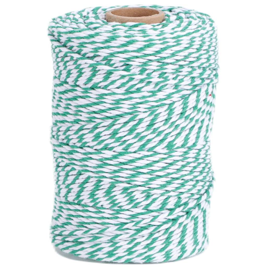 VECELO Green and White Garden Twine Strong Hemp Rope for Gardening Plant Tie Floristry Crafts Gift Wrapping Packing Decor