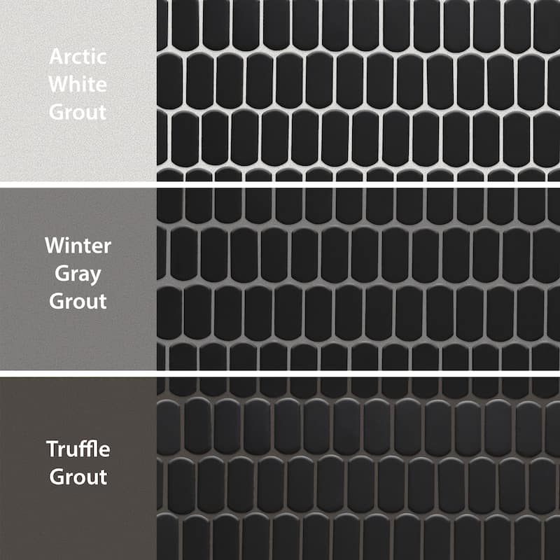 Merola Tile Hudson Capsule Matte Black 12-1/4" x 13-1/8" Porcelain Mosaic Floor and Wall Tile