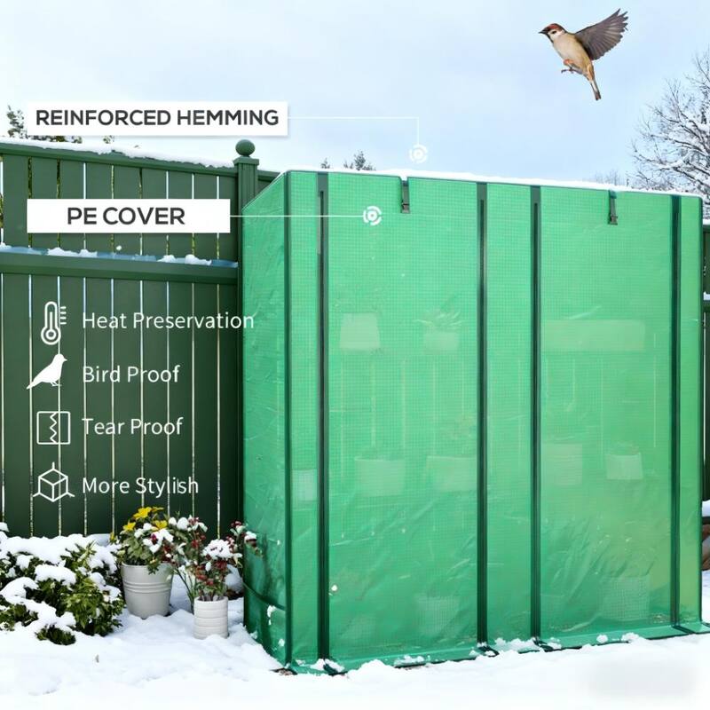 GDFStudio - Lean-To Portable Greenhouse with 3-Tier Shelves, UV-Resistant Cover & Roll-Up Doors for Backyard Gardening