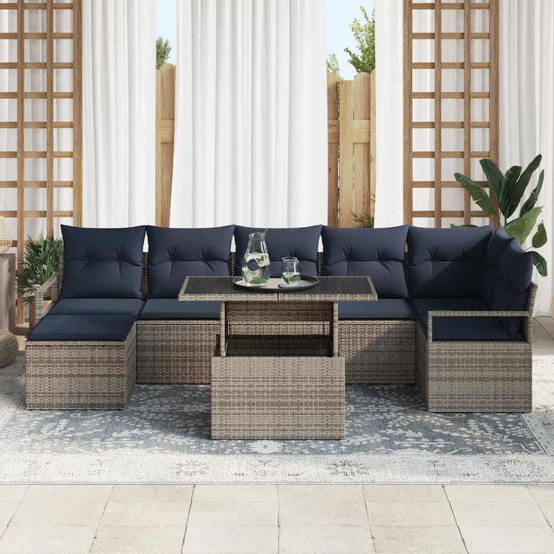 vidaXL 8 Piece Garden Sofa Set with Cushions - 113×48×27.2