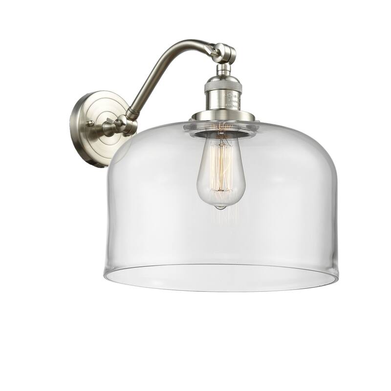 Innovations Lighting X-Large Bell Single Light 13" Tall Bathroom - Brushed Satin Nickel / Clear