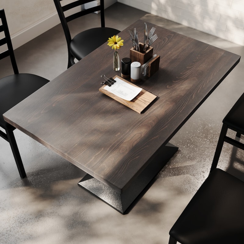 Rectangular Solid Wood Tabletop w/ 27" x 15" Two-Column Dining Height Table Base - 30"W x 48"D x 29.5"H