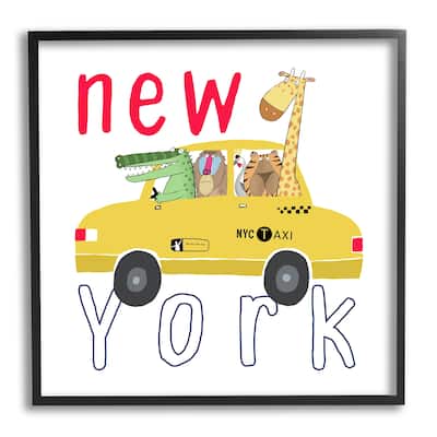 Stupell New York Taxi Animals Framed Giclee Art Design by Carla Daly