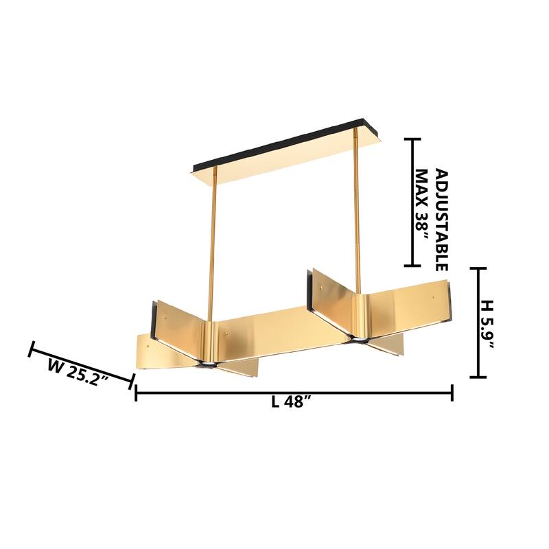 7-Light Brass Plated Double Cross LED Chandelier