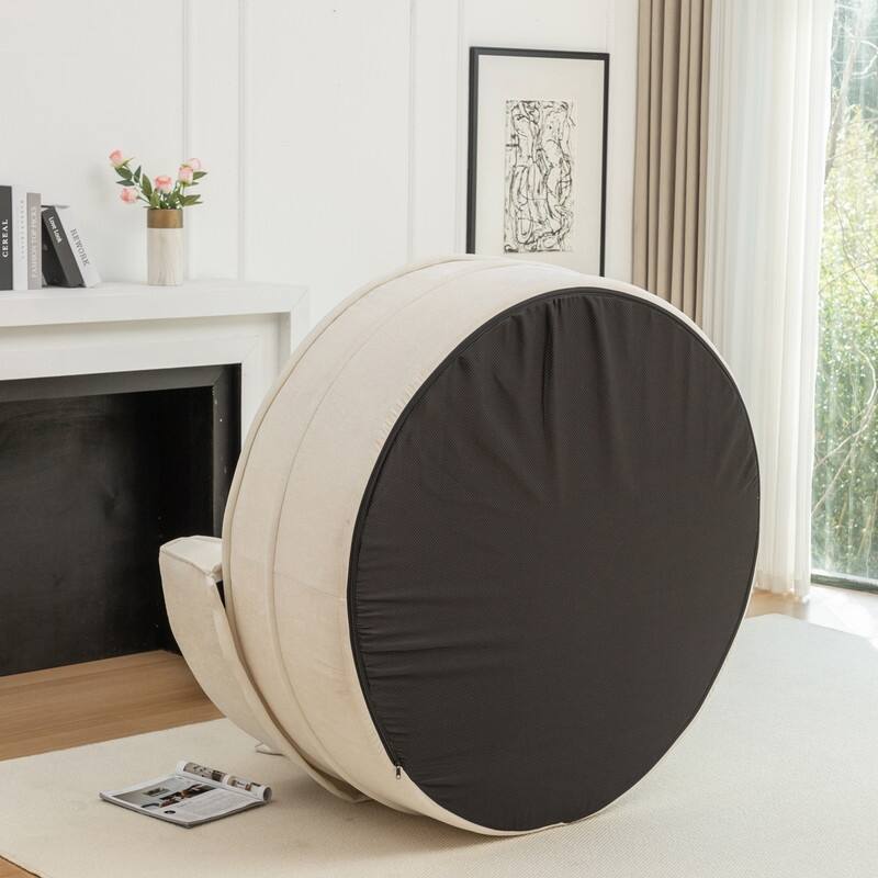 47.63" Round Lazy Fully Compression Sofa, Chenille, with Ottoman