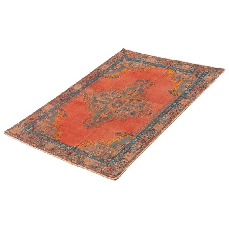 ECARPETGALLERY Hand-knotted Anatolian Vintage Copper Wool Rug - 3'6 x 4'10
