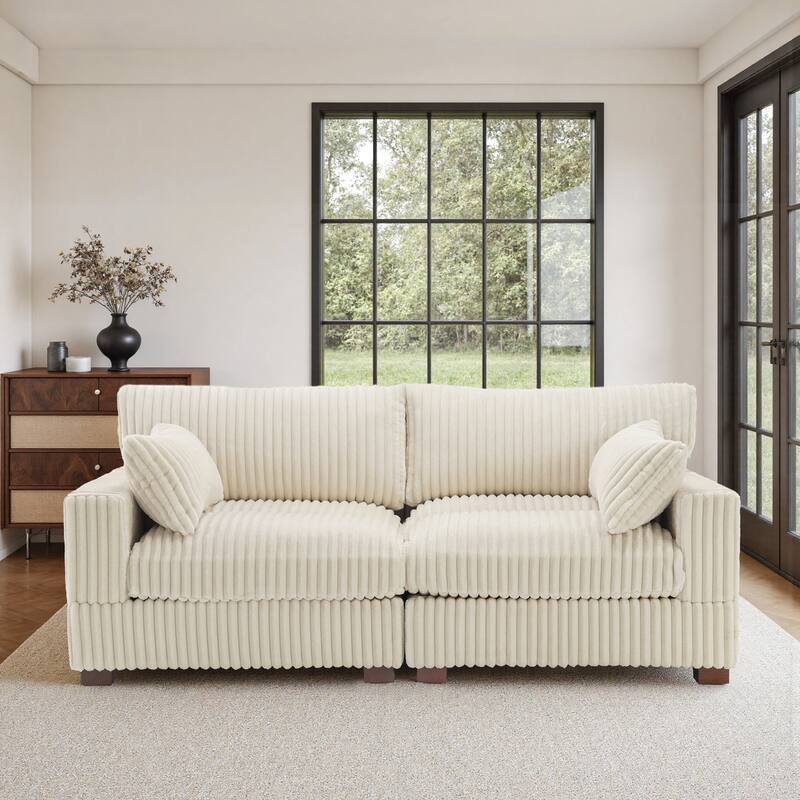 80"W Plush Modular Sectional Sofa with Pillows for Living Room