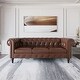 preview thumbnail 1 of 7, 83" Deep Button Tufted PU Leather Upholstered Loveseat Sofa Classic Chesterfield Sofa Brown
