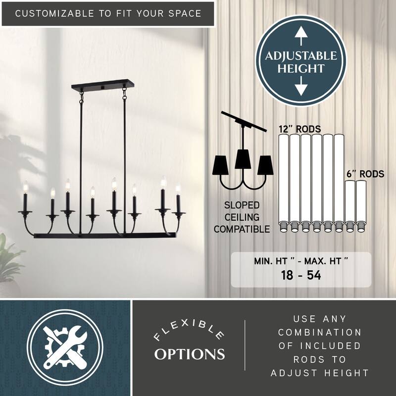 Vaxcel Lighting H0315 Durham 8 Light 36" Wide Taper Candle Style
