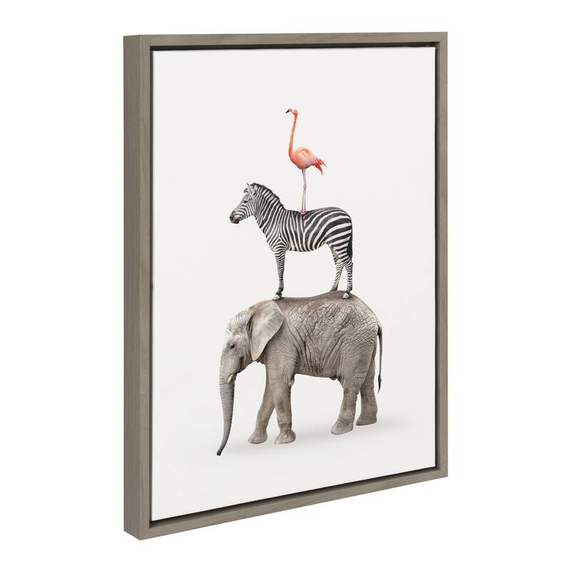 Kate and Laurel Sylvie Safari Animals Framed Canvas by Amy Peterson