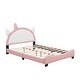 preview thumbnail 6 of 18, Upholstered Leather Platform Bed with Unicorn Shape Headboard, Platform Bed Frame with Unicorn Ornament for Kids,Pink