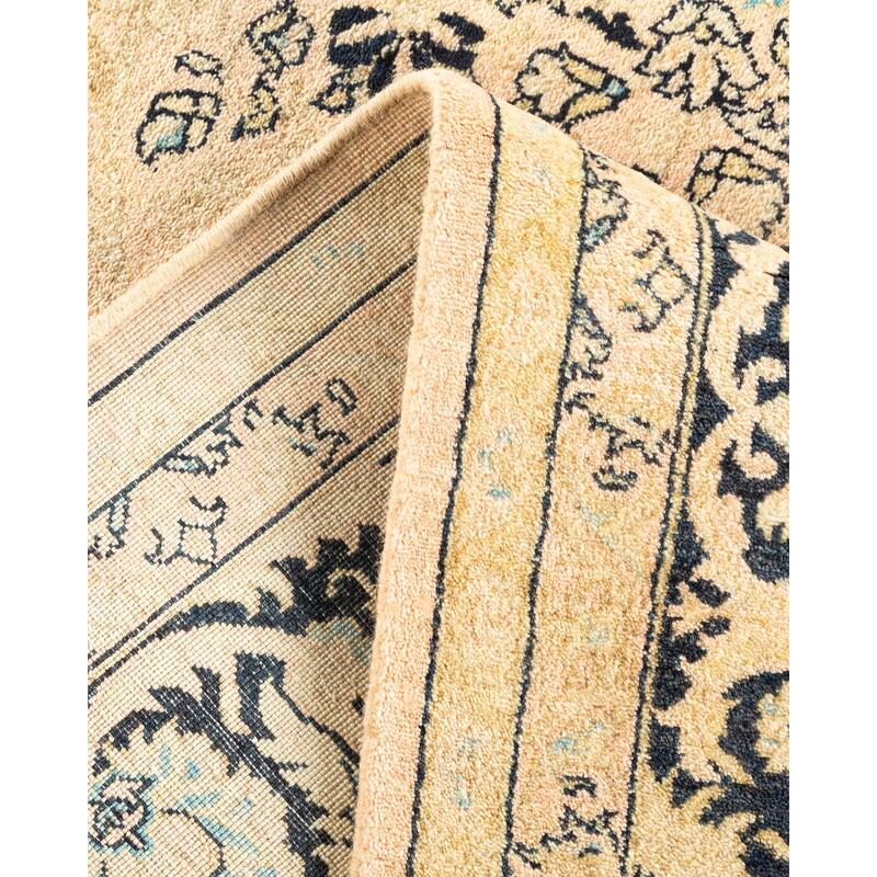 Overton Handknotted Wool Traditional Abstract Beige Area Rug - 5' x 8'