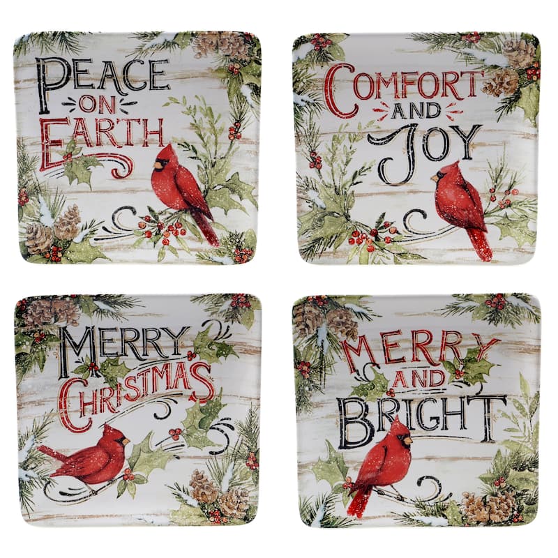 Certified International Evergreen Christmas 8.5-inch Salad/Dessert Plates (Set of 4)