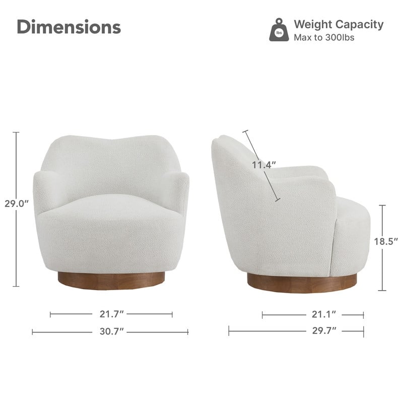 Spruce & Spring Modern Upholstered Swivel Accent Chair with Wood Base