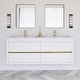 preview thumbnail 27 of 191, Wood Wall-Mounted Bathroom Vanity with Sink and Soft Close Drawers 60" x 20" - Glossy - Glossy White