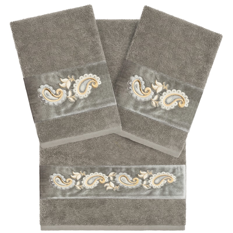 Authentic Hotel and Spa Turkish Cotton Mackenzie 3PC Towel Set - Dark Gray