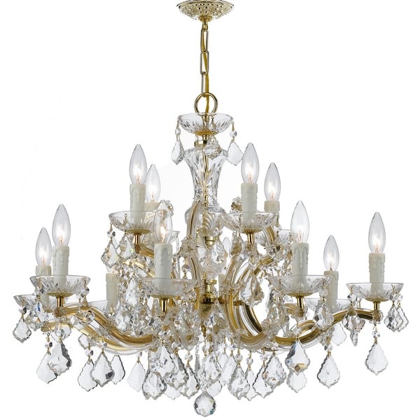 slide 1 of 1, Maria Theresa 12 Light Clear Crystal Gold Chandelier - 30'' W x 23'' H 30'' W x 23'' H
