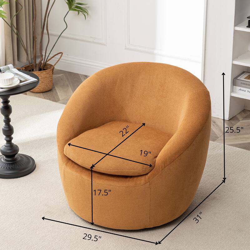 Round Armchair Office Chair Accent Chair with Plush Seat Cushion, Swivel Barrel Chair Single Lounge Sofa