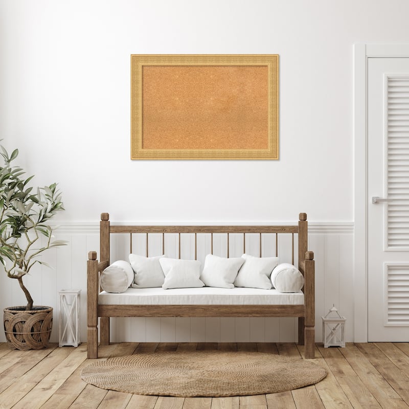 Trellis Wood Framed Natural Corkboard Bulletin Board