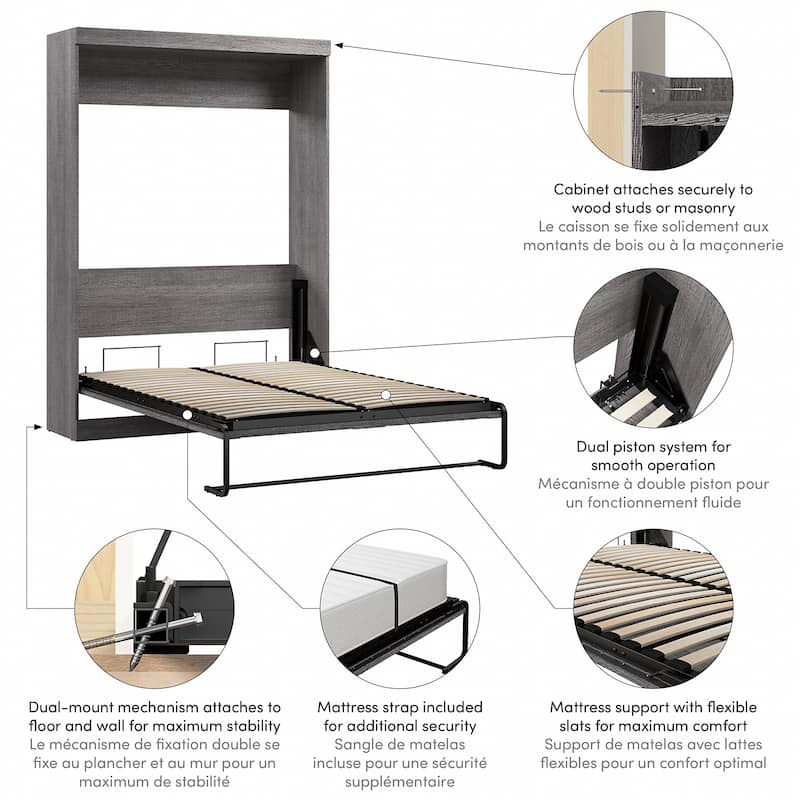Pur 59W Full Murphy Bed for Multipurpose Room by Bestar