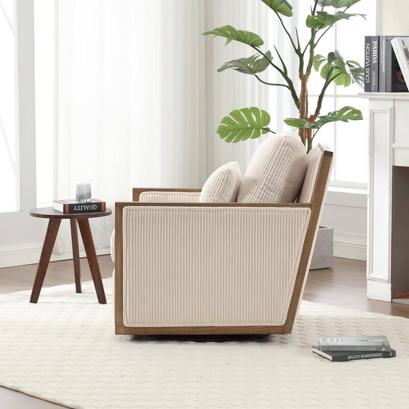 Roomfitters Corduroy Swivel Barrel Accent Chair, 360 Lounge Club Chair for Living Room, Bedroom or Office