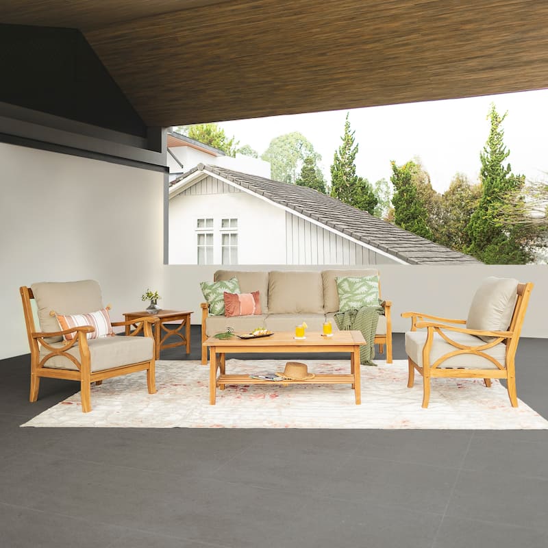 Cambridge Casual Lowell 5-piece Teak Wood Outdoor Conversation Set