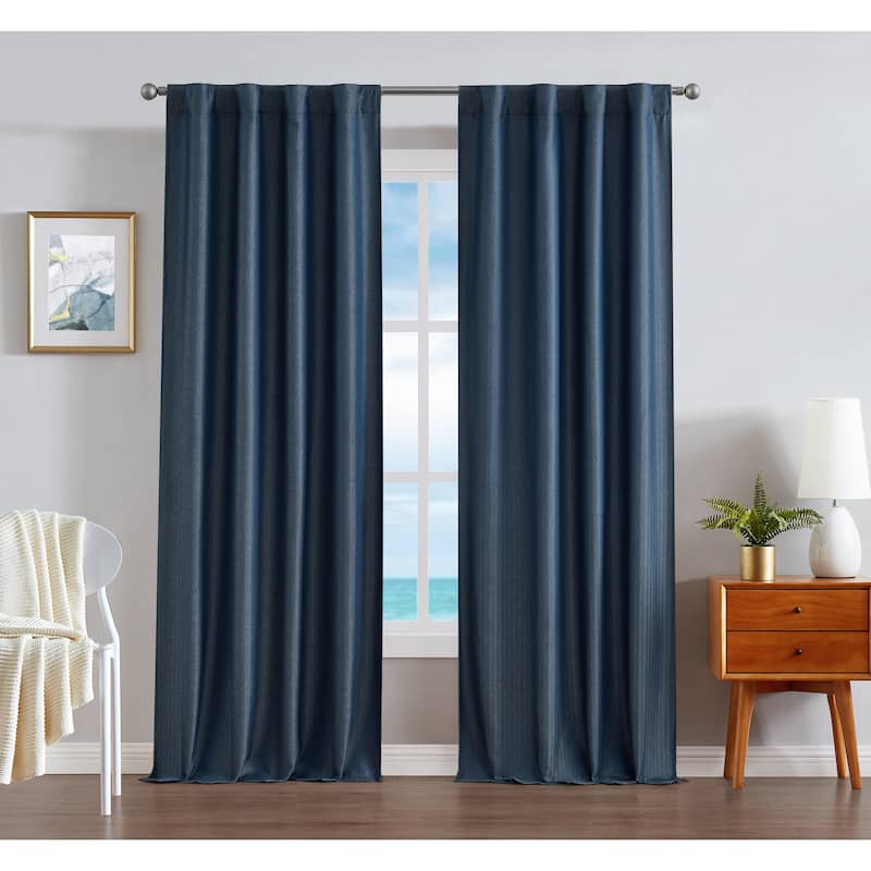 Nautica Virginia Ultimate Blackout Back Tab Window Curtain Panel Pair - 76" x 96" - Navy