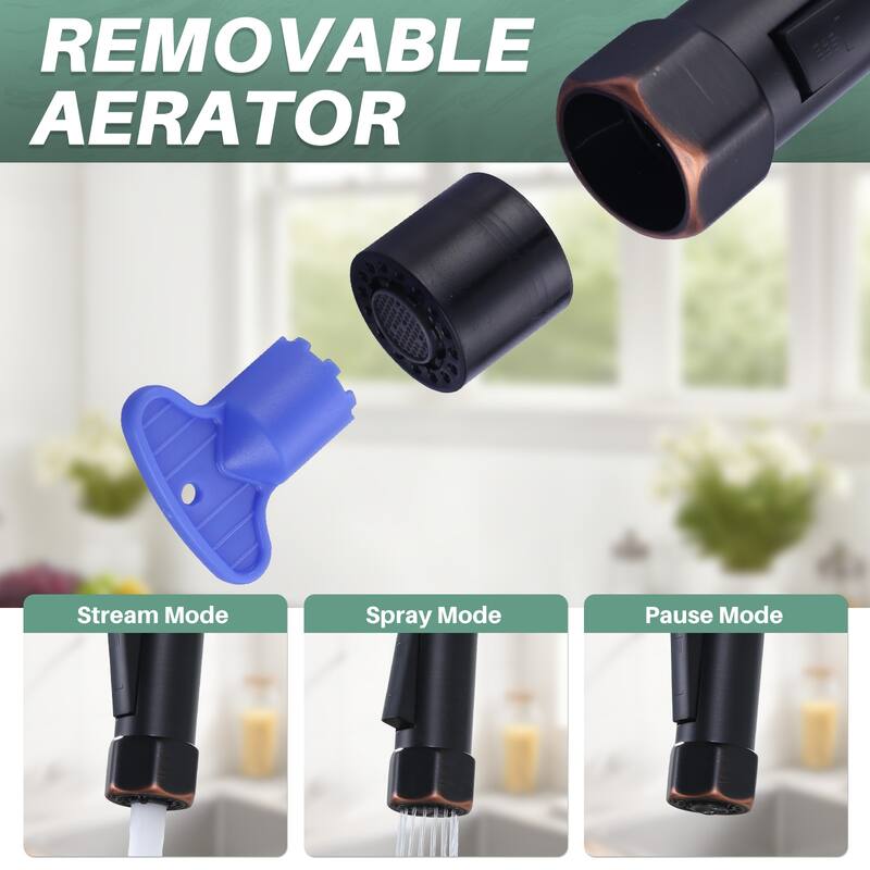 WOWOW Double Handle Pull Down Kitchen Faucet