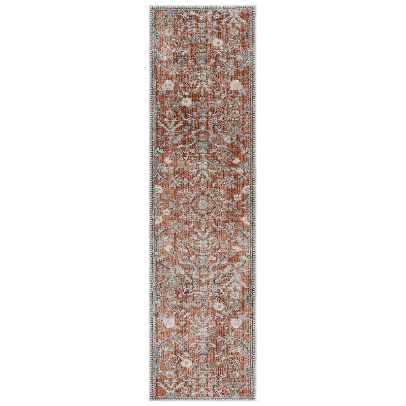 SAFAVIEH Grove Mall Floral Rug - 2'2" x 8' Runner - Rust/Blue