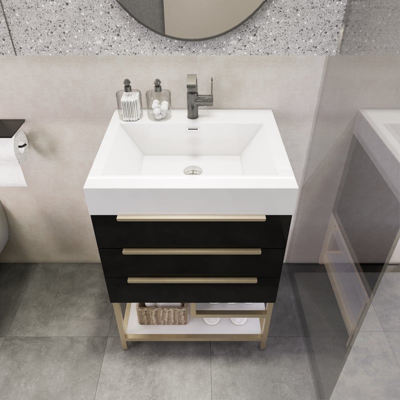 Noble 24" Free Standing Vanity with Reinforced Acrylic Sink - 24" Width