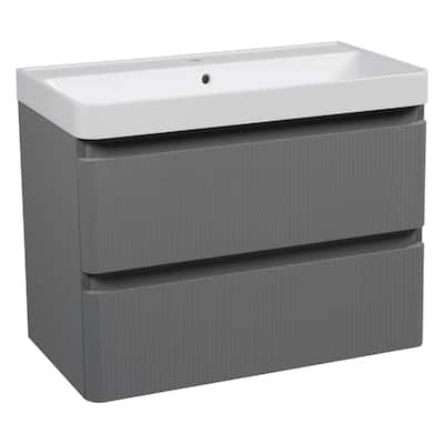 Modern Wall-Mounted Bathroom Vanity with Washbasin Luxury Gray Matte Non-Toxic MDF-30"-Diamond 24"