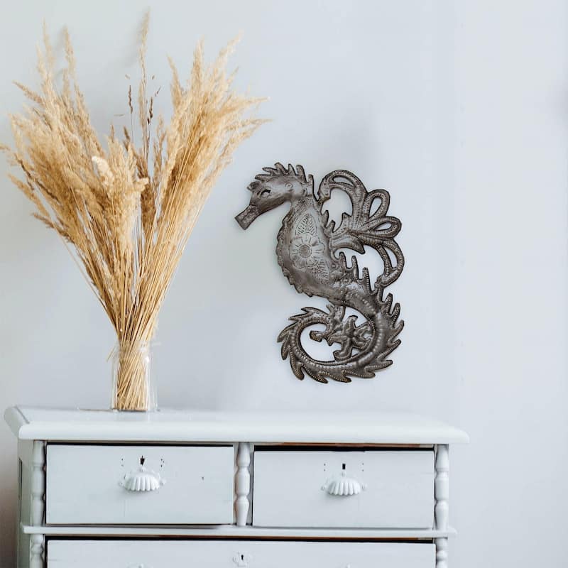 Porch & Den Embossed Seahorse Recycled Metal Wall Art (Haiti)