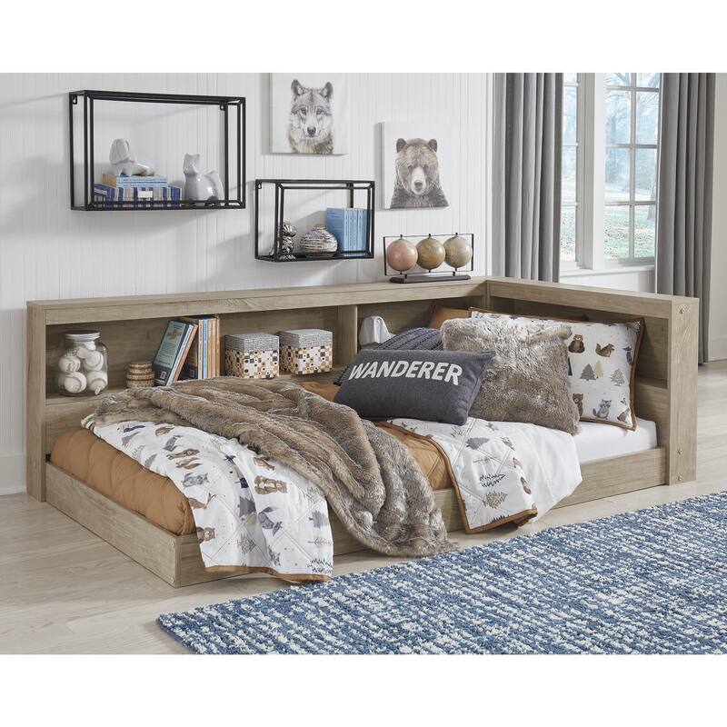 Oliah Natural Bookcase Storage Bed